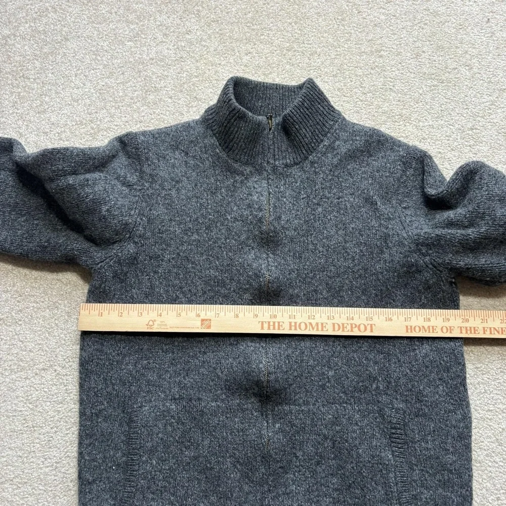 L.L.Bean Sweater LT 20x26 Gray‎ Lambswool Full Zip Mock Neck Plaid Lined Warm